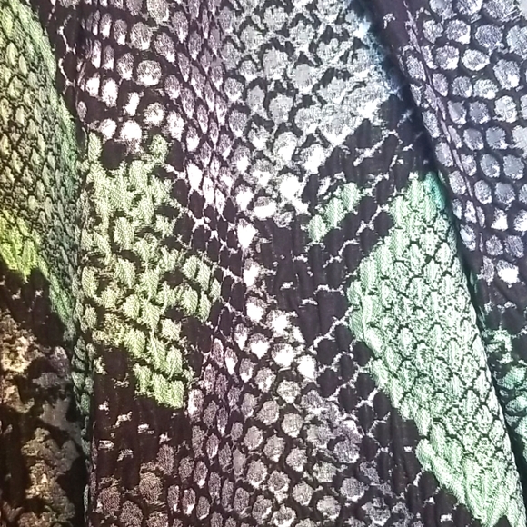 Pink Tartan Snake Print Midi Skirt Black Green 2 - Picture 5 of 7